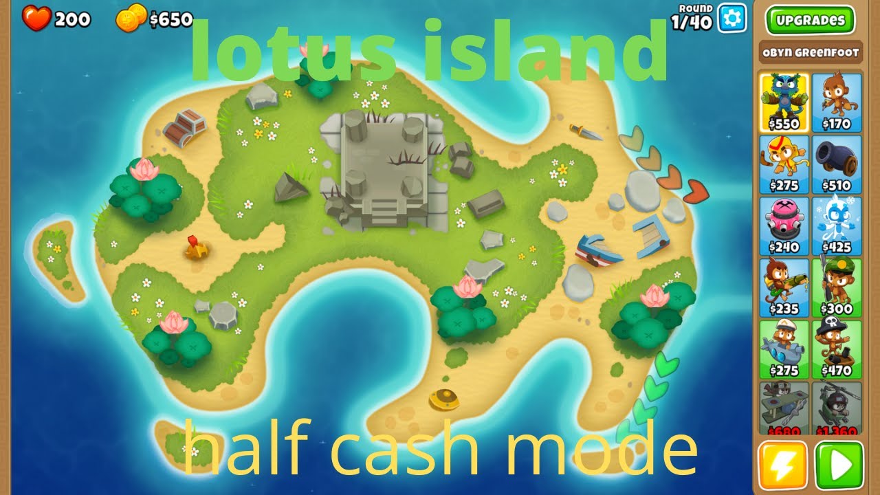 btd 6 how to beat lotus island half cash mode YouTube