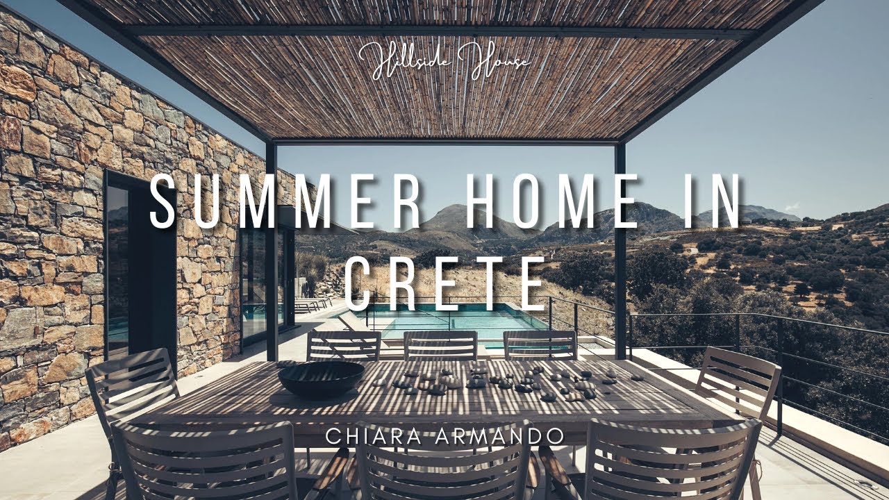 Летний дом - современный дизайн дома на крутом склоне острова Крит