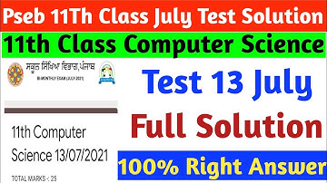 #Pseb 11th Class Computer Science Paper Full Solution | 8 July Paper Full Solution | MaExamStudy