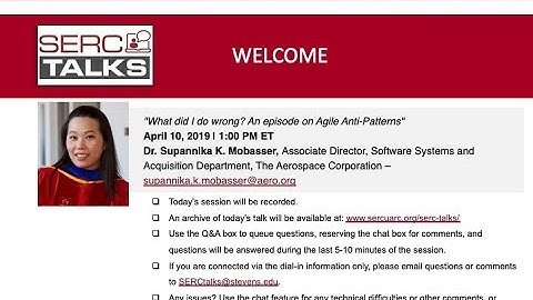 SERC TALKS: What did I do wrong? An episode on Agile Anti-Patterns