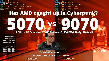 RX 9070 vs RTX 5070 in Cyberpunk 2077 2.3 Patch with FSR4 vs DLSS4! 1440p, 1080p, and 4K