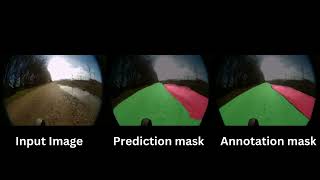 Forest path semantic segmentation using DeepLabV3 on validation dataset with three classes