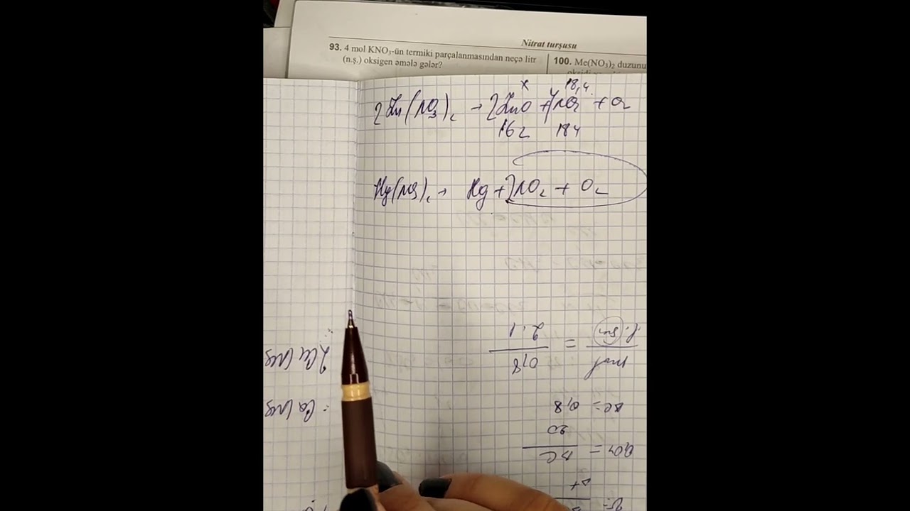 1-ci hissə kimya test toplusu / Nitrat turşusunun duzları / səh 359 / 83-111 testlərin əhatəli izahı