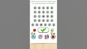 Brain test level 62 What occurs twice in a week, once in a year and never in a month?#braintest #1m