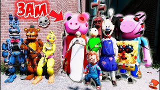 Animatronics VS Evil HORROR 3AM Monster Army! (GTA 5 Mods FNAF RedHatter)