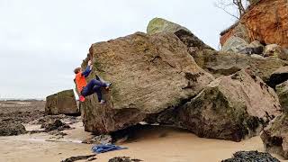 Bouldering in Oxwich Bay, Gower Peninsula, Wales