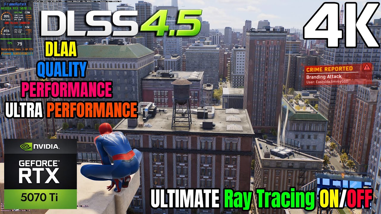NVIDIA DLSS 4.5 - Marvel's Spider Man 2 - 4K ULTIMATE Ray Tracing ON & OFF - RTX 5070 Ti
