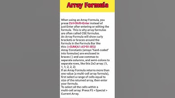 "Unlocking the Power of Excel: Mastering Array Formulas Goes Viral!" | Array formula#viral#shorts