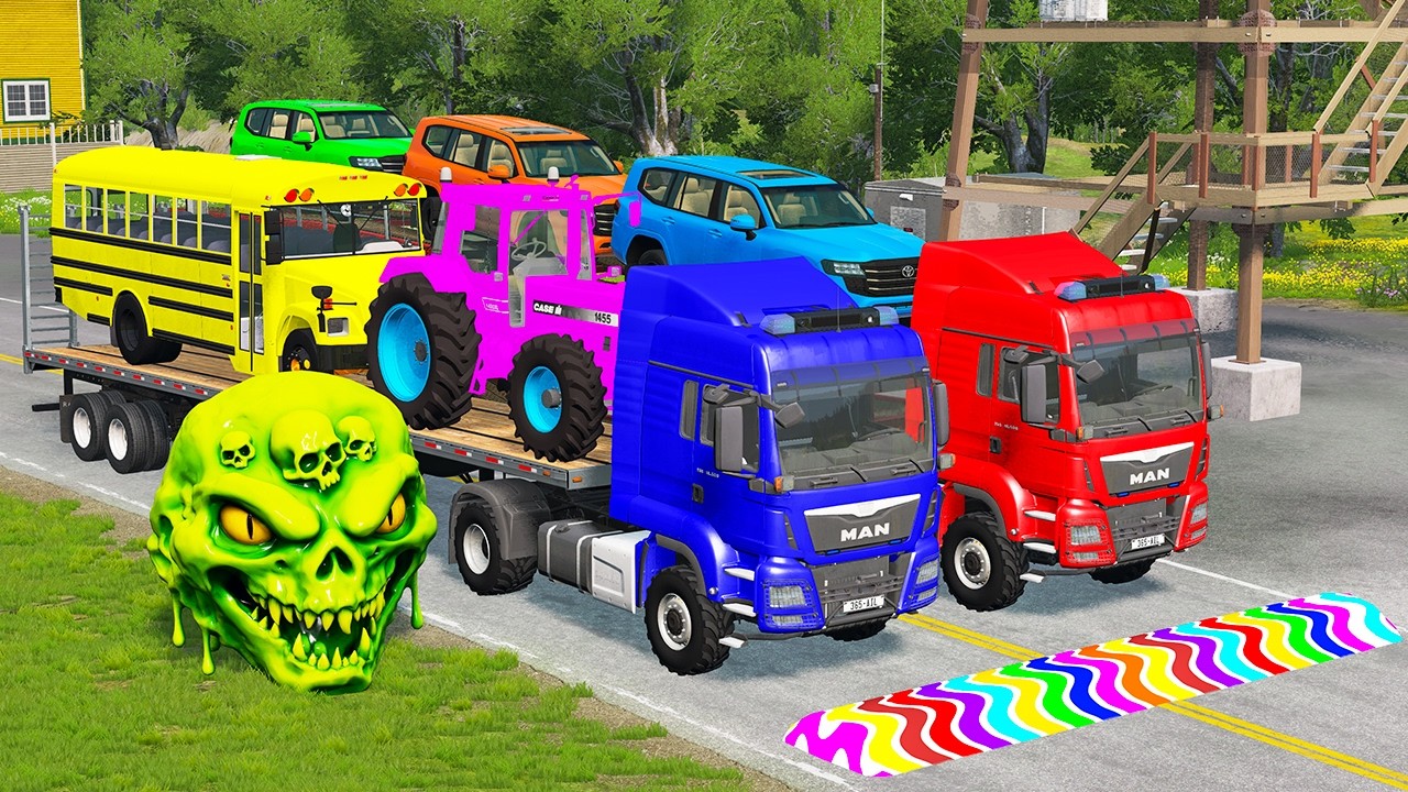 Flatbed Truck Mcqueen | Transportation with Truck - Pothole vs Car # -BeamNG.Drive