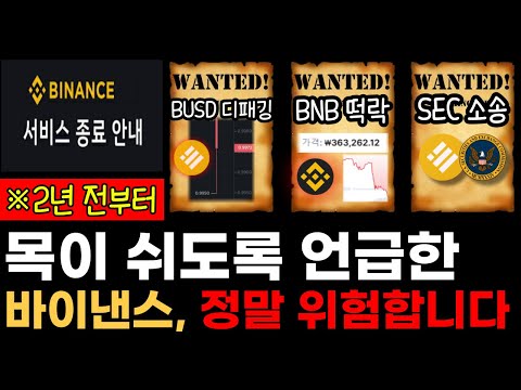   2년 전부터 언급한 바이낸스 정말 위험해졌습니다 Feat BUSD BNB SEC