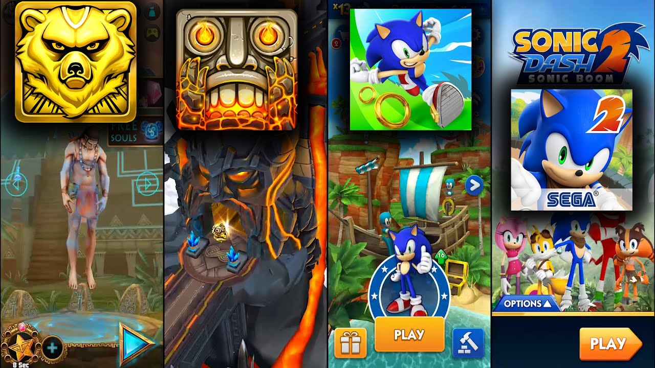 Spirit Run Vs Temple Run 2 Volcano Island Vs Sonic Dash Vs Sonic Dash 2 ...
