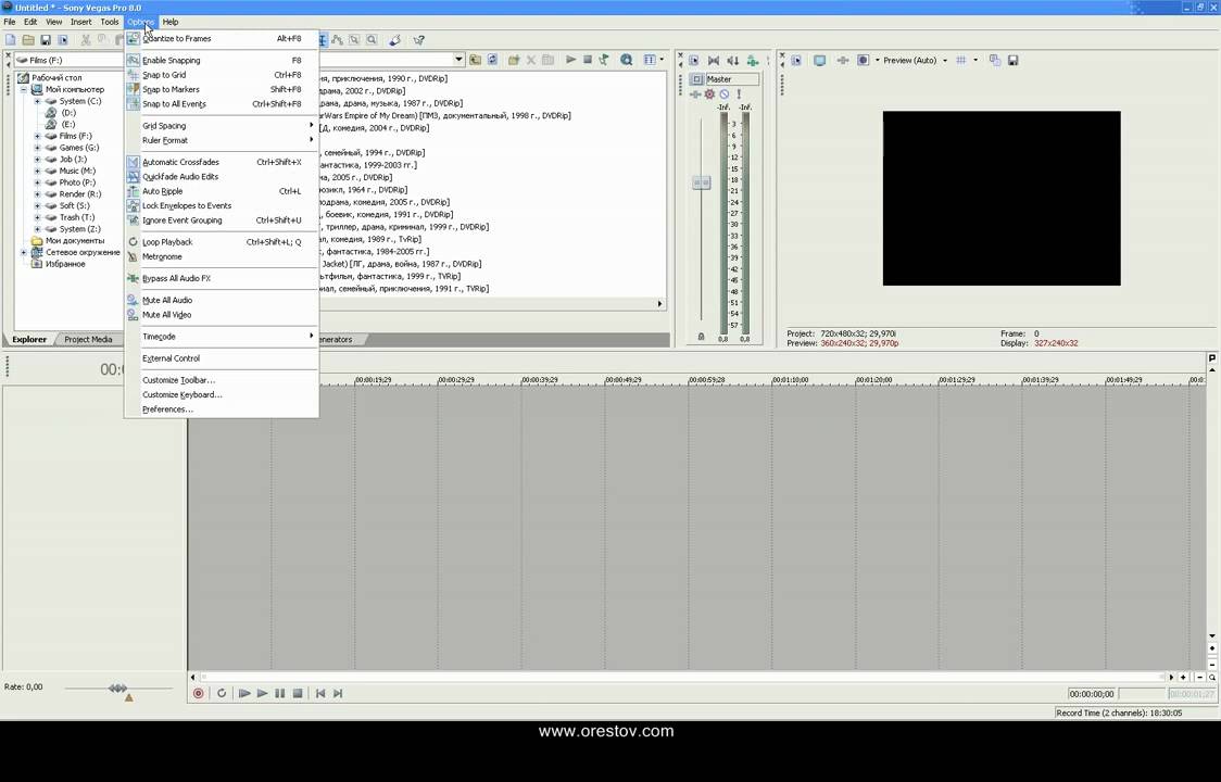 Sony Vegas - 1. Внешний вид, изменение интерфейса, настройки