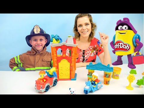 Пожарные Play Doh и Даник - Веслый пластилин Плей До и МАШИНКИ для детей