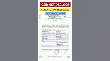 CSIR NET DEC 2025 APPLICATION FORMS RELEASED #shorts #csirnet #lifescience #trending #update