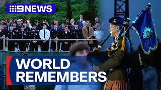World marks Anzac Day 2024 to honour the memory of those who served | 9 News Australia