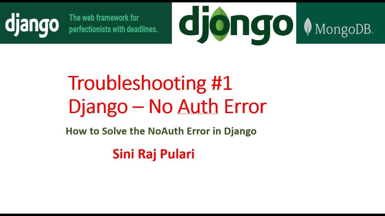 Troubleshooting #1 - No Auth Error in Django - YouTube