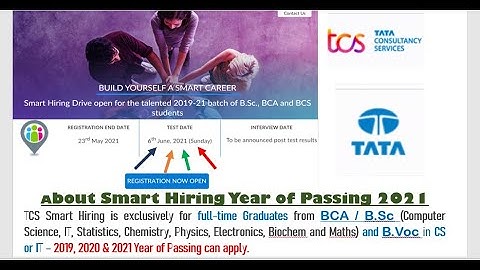 #TCS Smart Hiring Year of Passing 2021::BCA / B.Sc (any) B.Voc in CS or IT - 2019, 2020 & 2021