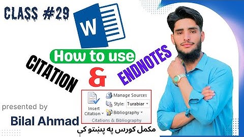 Ms Word  In Pashto .Topics :How To Use :Citation and Bibliography.ده ms word نهيشتم کلاس په پښتو کې.