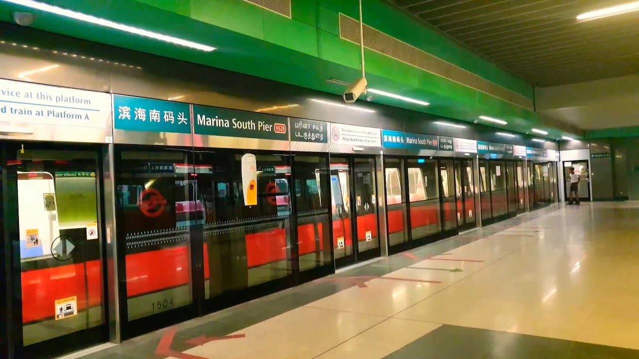 [4K] SMRT North South Line C151A [3504] Horn Departure At NS28 Marina ...