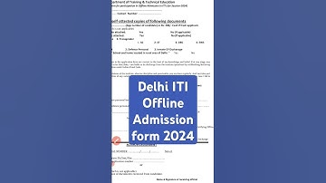 Delhi ITI offline Admission Form 2024