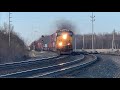 Locomotive smoking like steam engine indiana  ohio railway grain train strange railroad crossing