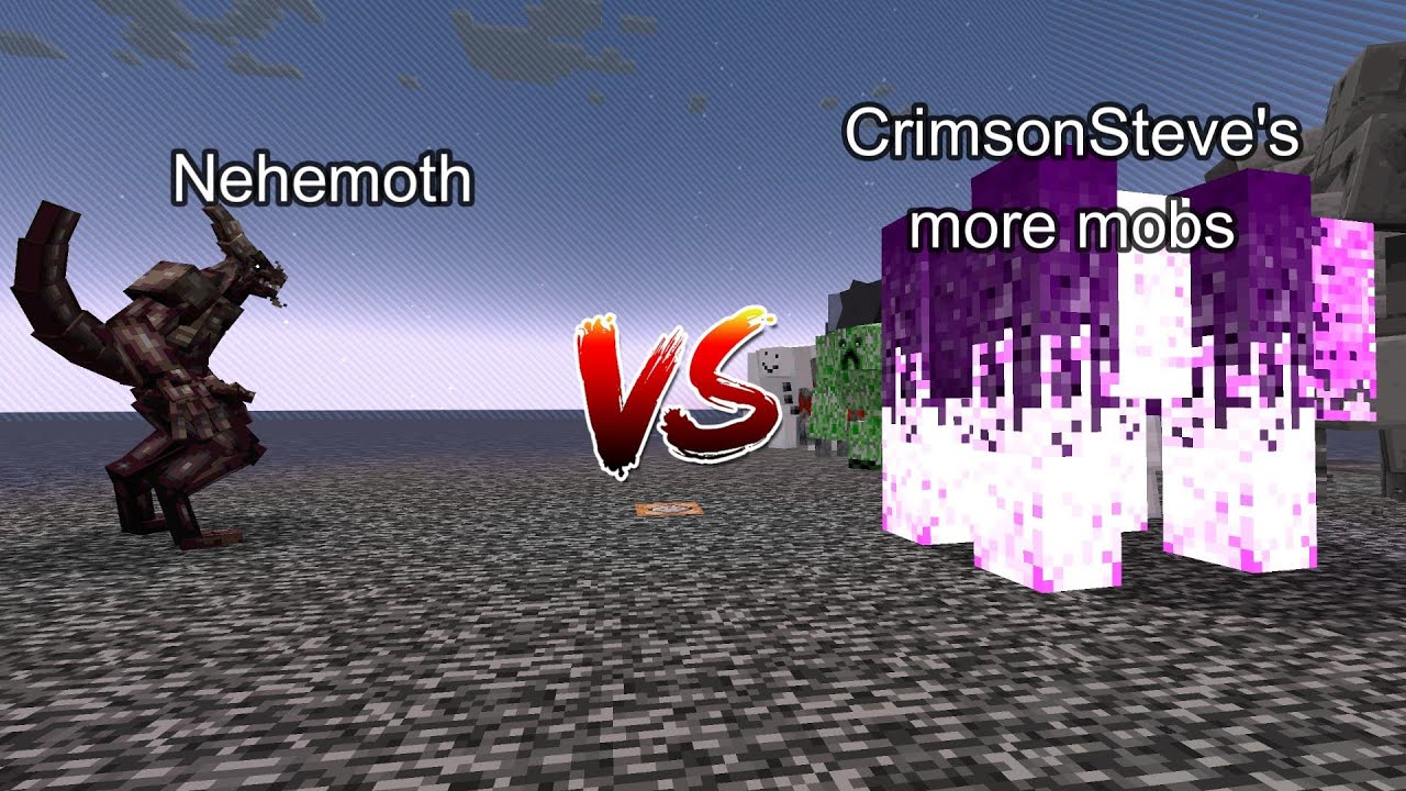 Nehemoth vs CrimsonSteve's more mobs Minecraft Mob Battle - YouTube