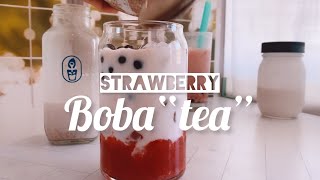 Strawberry Boba Milk {Bubble Tea Without Tea}