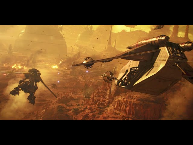 The Battle of Geonosis War Scenes [4K HDR] - Star Wars: Attack of the Clones class=