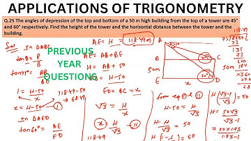 The angles of depression of the top and bottom of a 50m high building from the top of a tower are 45