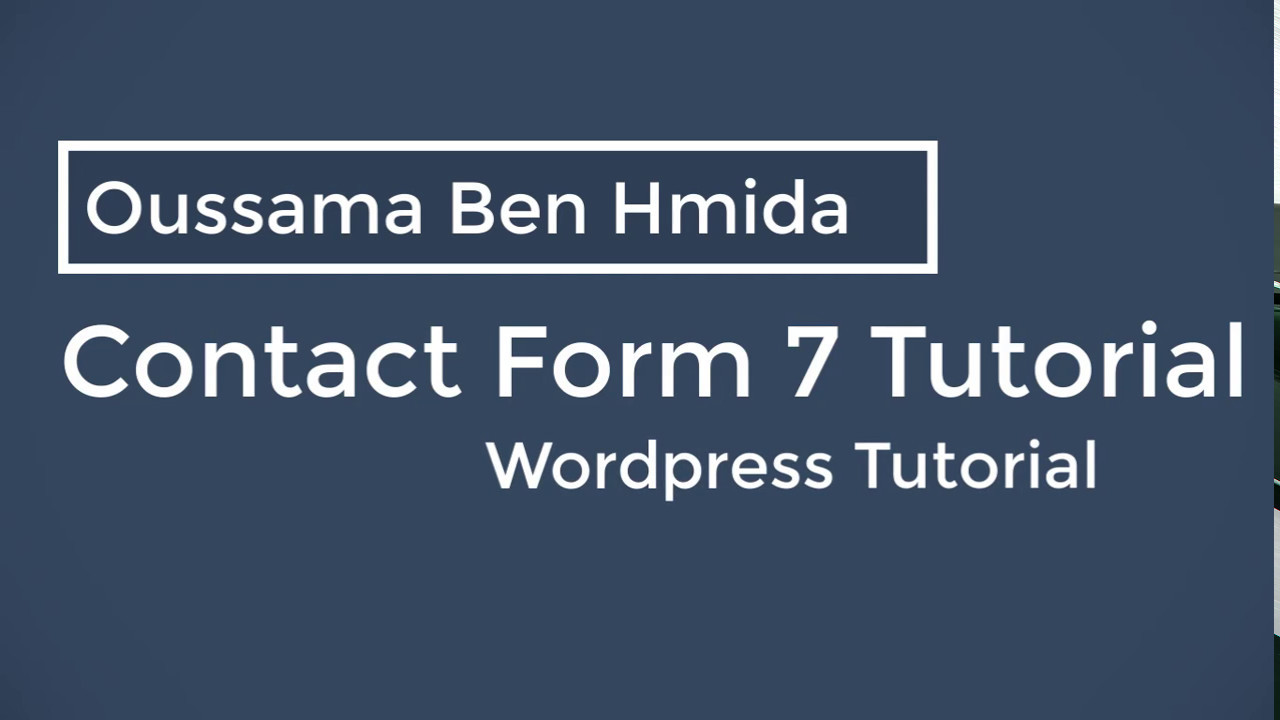 Wordpress Contact Form 7 Tutorial - YouTube