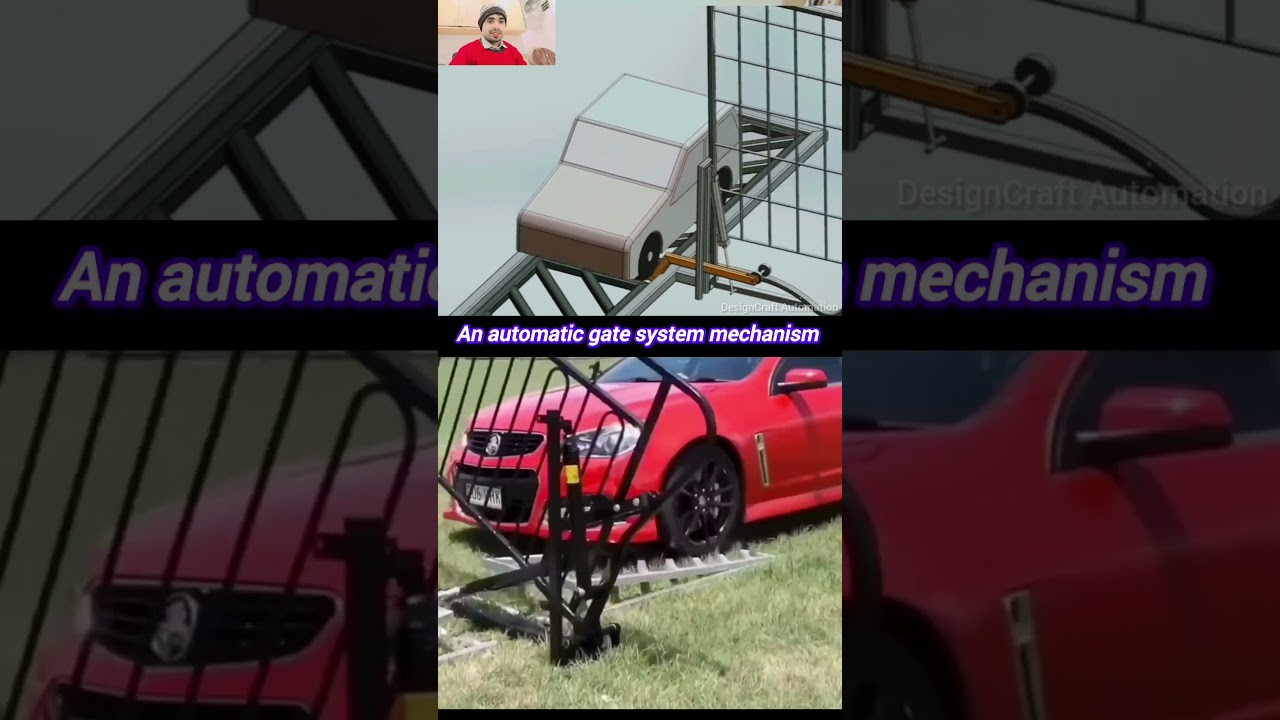 The image and text illustrate a type of automatic gate system designed for vehicles to open without
