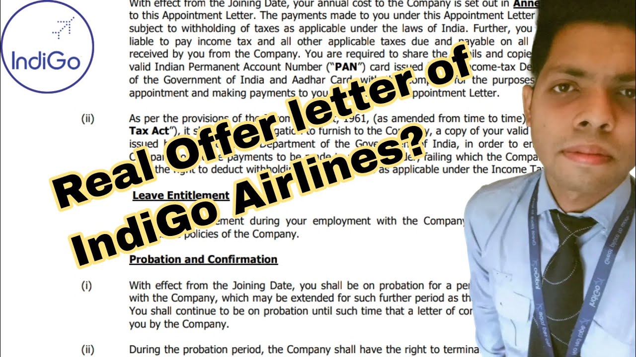 How real Offer letter of IndiGo Airlines looks like? YouTube