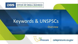 Keywords And UNSPSC Overview