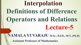 Interpolation I Definitions of Difference Operators and Relations II Yuvaraju Namala II AR New World