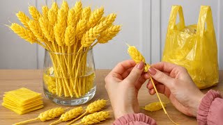 Turn Plastic Bags into Elegant Wheat Decor 🌾 | DIY Home Decoration