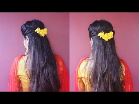 Festive Hairstyle With Marigold Flower|Best Hairstyle for Indian  Festivals\Wedding\Haldi|Asmita - YouTube