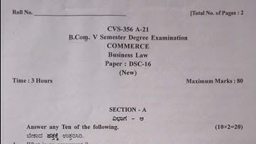 Business Law Bcom 5th Sem Gulbarga University CBCS question papers Karnataka 2021-22 kalburgi gug ac