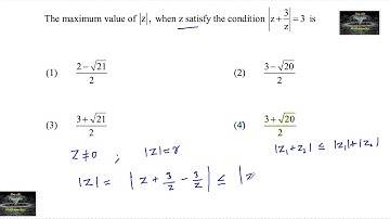 The maximum value of |z|, when z satisfy the condition |z+3/z|=3 is? jee test series complex numbers