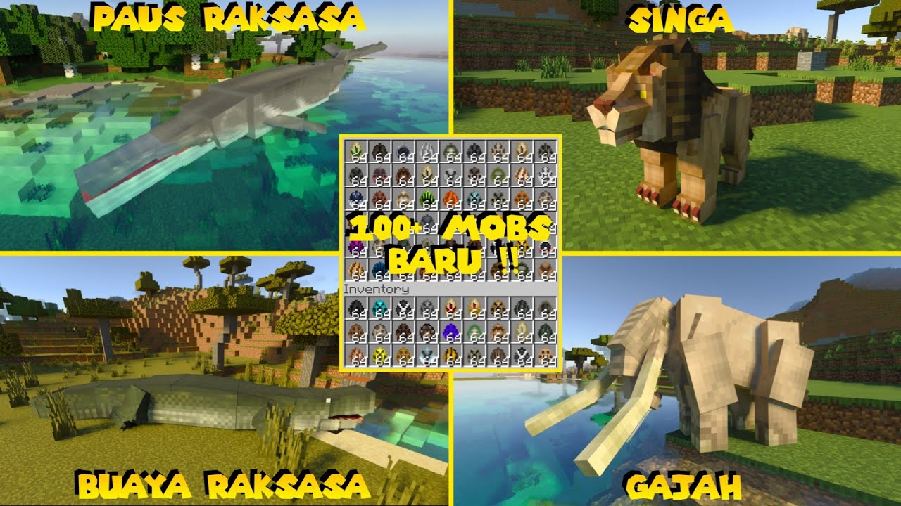 100+ MOBS BARU !! ADDON HEWAN MCPE GRATIS DENGAN KUALITAS MARKETPLACE !!