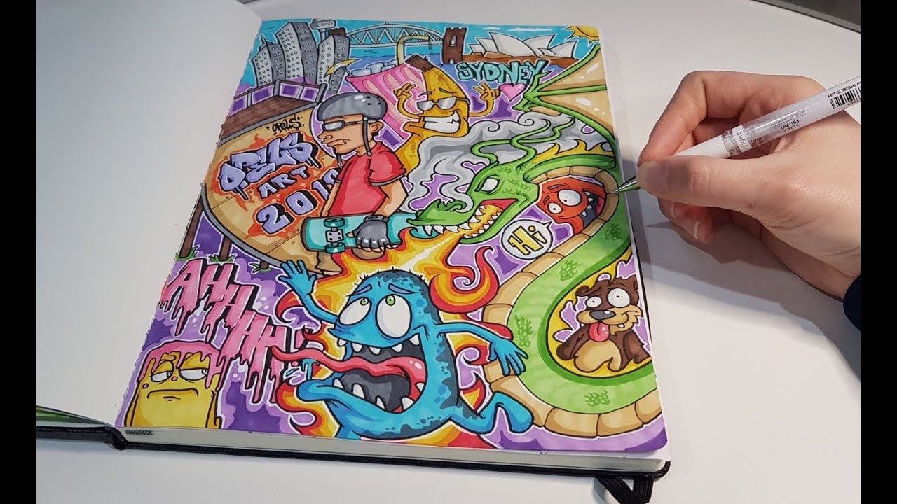 images Vexx Doodles Dragon sketchbook drawing dragon monsters city and a skater