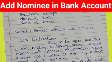 Application for Adding Nominee in Bank Account/Nominee adding in Bank account/Application to nominee