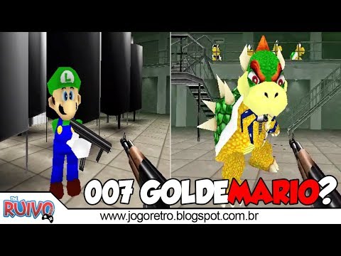 GoldenEye 007 com personagens do SUPER MARIO no Nintendo 64 (007