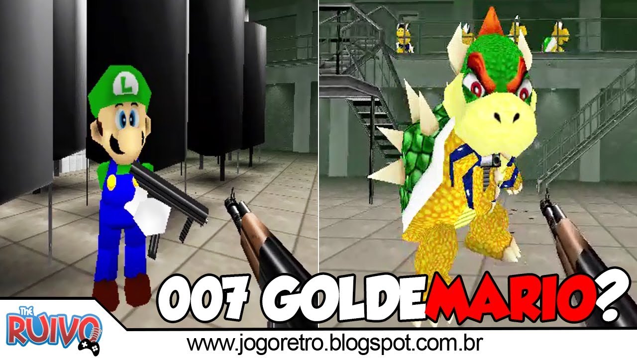 GoldenEye 007 com personagens do SUPER MARIO no Nintendo 64 (007