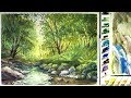 Watercolor Landscape Painting : The Forest Stream 02