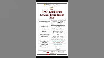 UPSC Engineering Services Recruitment 2025 | New Jobs 2025| dailyJobs updates #upsc #shorts #vacancy