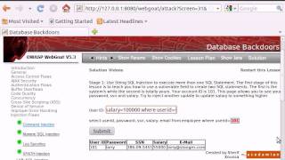 WebGoat v5.3 - Injection Flaws - Database Backdoors