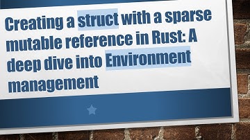 Creating a struct with a sparse mutable reference in Rust: A deep dive into Environment management