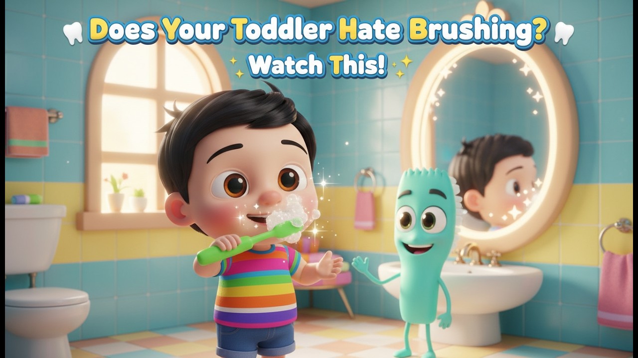 Does Your Toddler Hate Brushing🪥? Watch This! #trending #cartoon #viral #kidslearning #kidssongs