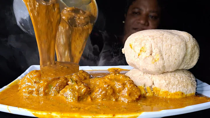 Nigeria food ASMR mukbang ogbono soup with fufu 
