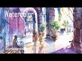 水彩画・ドーム通り・風景の描き方[説明付]・Watercolor Landscape Demo - Change Dress - Auto Translated English Sub 村田收
